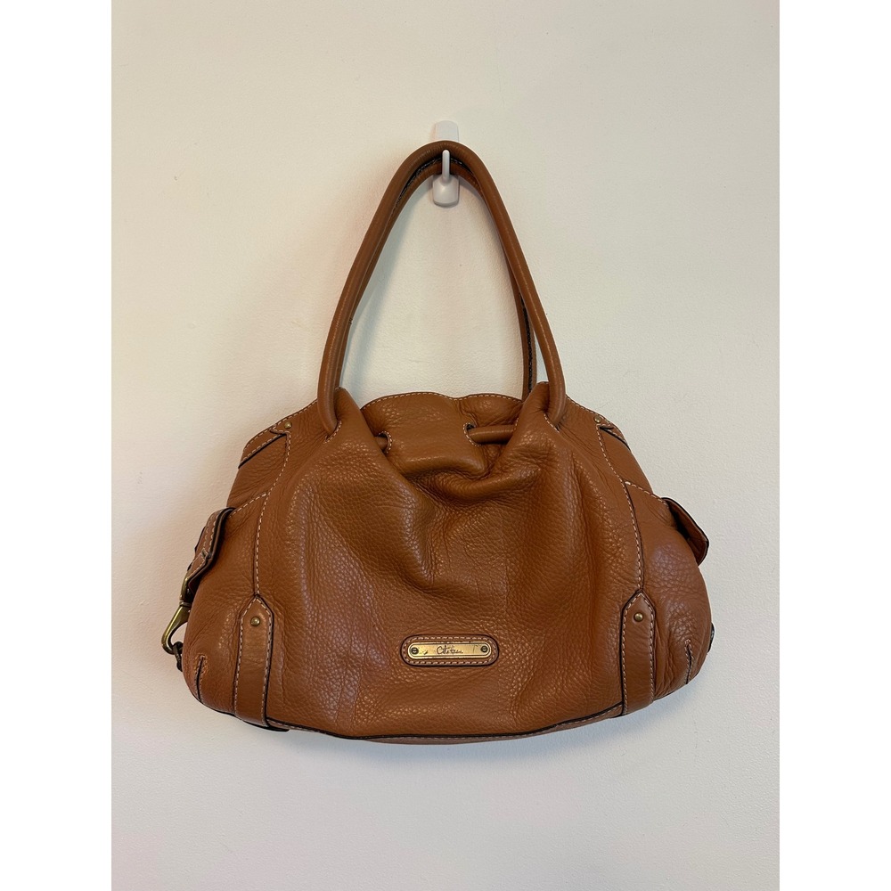 Cole Haan Cognac Pebbled Leather Hobo Shoulder Bag in Brown